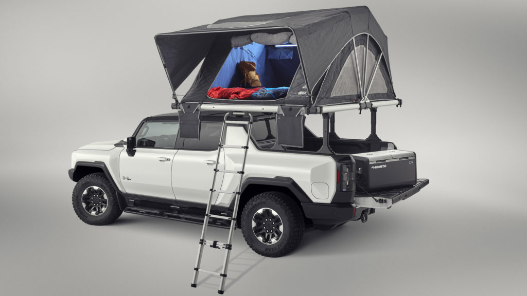Hummer EV with topside tent accessory.