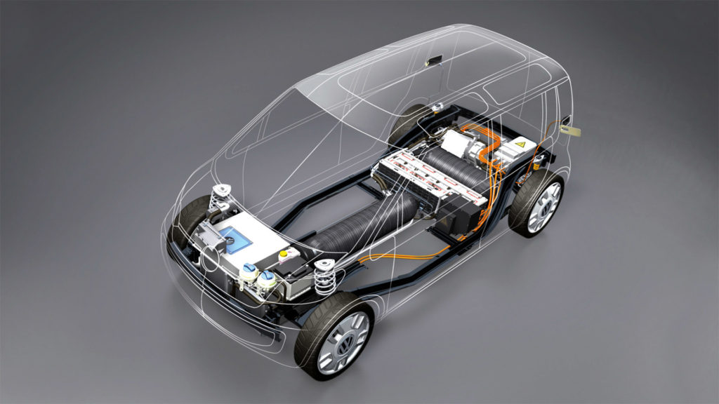 Power illustration for VW Space Up! Blue electric microbus concept.