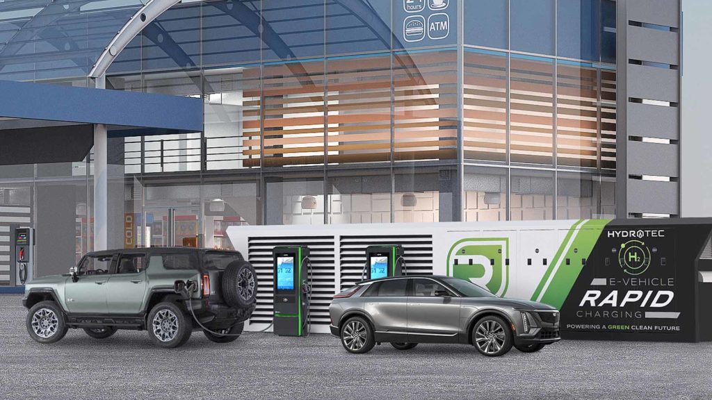 Hydrogen fueled mobile electric vehicle charging center.