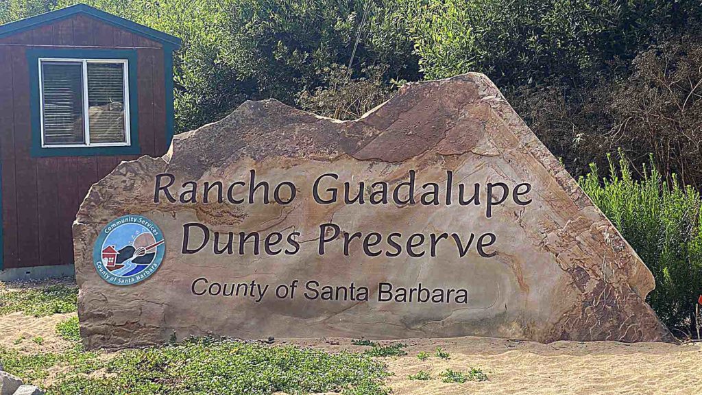 Rancho-Guadalupe Dunes Preserve sign.